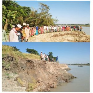 “সুরমা নদীর ভাঙন রোধে মাছিমপুর গ্রামবাসীর মানববন্ধন,,