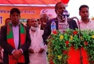ছাতকের এল পি উচ্চ বিদ্যালয়ে সংবর্ধনা চারতলা ভবনের ভিত্তিপ্রস্তর স্থাপন ।।
