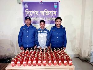 দোয়ারাবাজারে পুলিশের অভিযানে ভারতীয় মদসহ যুবক আটক