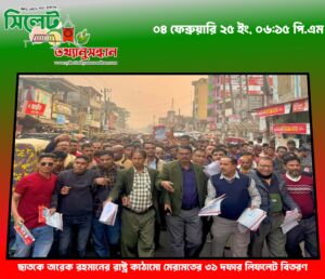ছাতকে তারেক রহমানের রাষ্ট্র কাঠামো মেরামতের ৩১ দফার লিফলেট বিতরণ