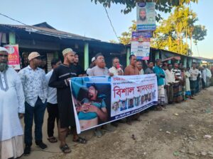 ছাতকে মানিক হত্যাকারীদের দ্রুত গ্রেপ্তারের দাবিতে মানববন্ধন