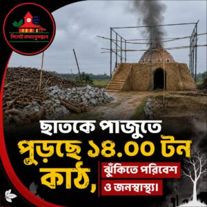 ছাতকে অবৈধ পাজুতে পুড়ছে ১৪ শ টন কাঠ, বিপর্যস্ত পরিবেশ ও জনস্বাস্থ্য।